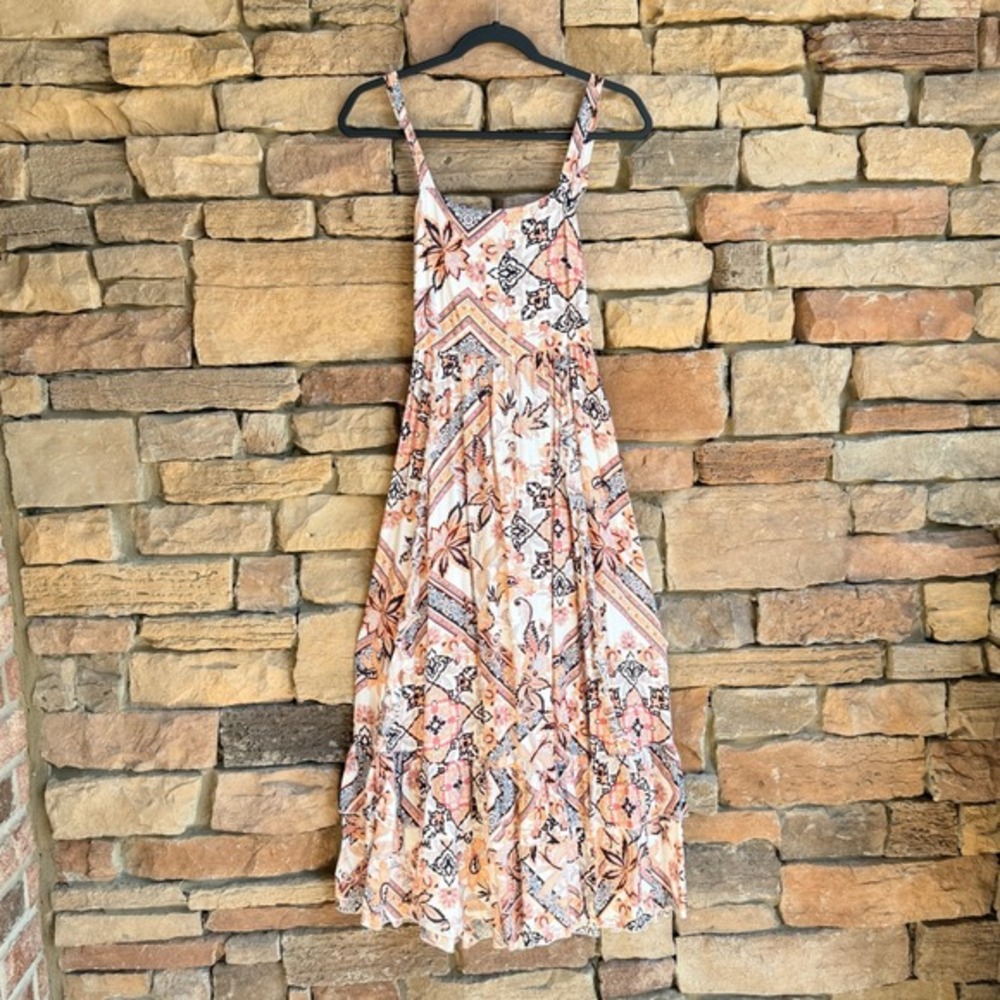 Abel The Label Marrakech Pastel Zodiac Womens XS Boho Paisley Tiered Maxi Dress‎